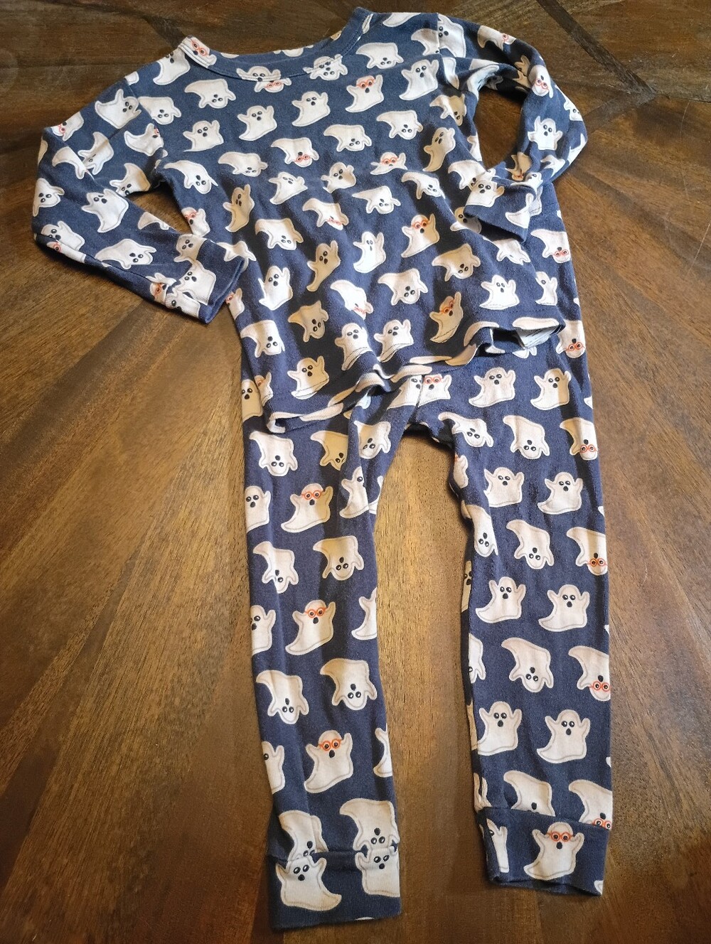 Baby Gap Organic Cotton Halloween Ghost Pajama Set Toddler Size 2 Years Blue